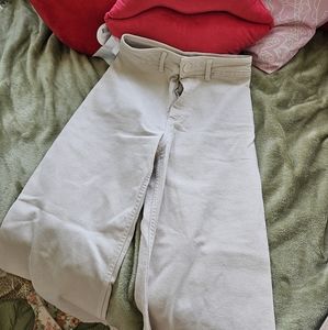 HIGH WAISTED WIDE LEG STRAIGHT LEG BEIGE JEANS